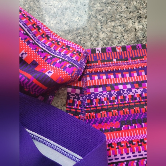 Nike Pro Dri-Fit M Medium Avia LOT Pink Purple Leggings with Geometric Pattern - Picture 6 of 11